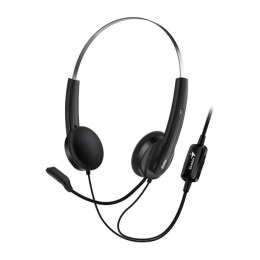 Genius HS-220U, słuchawki z mikrofonem, regulacja głośności, czarna, 2.0, zamykane, USB