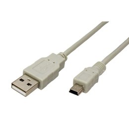 USB kabel (2.0), USB A M - miniUSB M, 1.8m, szary