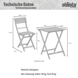 STILIST Zestaw bistro ogrodowy 2 krzesła + stół, drewno