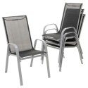 Zestaw ogrodowy - 4 krzesła i szklany stolik - czarny