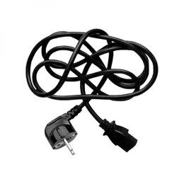 Kabel sieciowy 230V zasilacz, CEE7 (widelec)-C13, 2m, VDE approved, czarny, Logo, blistr