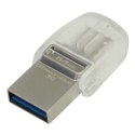 Kingston USB flash disk OTG, USB 3.0 (3.2 Gen 1), 64GB, DataTraveler microDuo 3C, srebrny, DTDUO3C/64GB, USB A / USB C, z osłoną