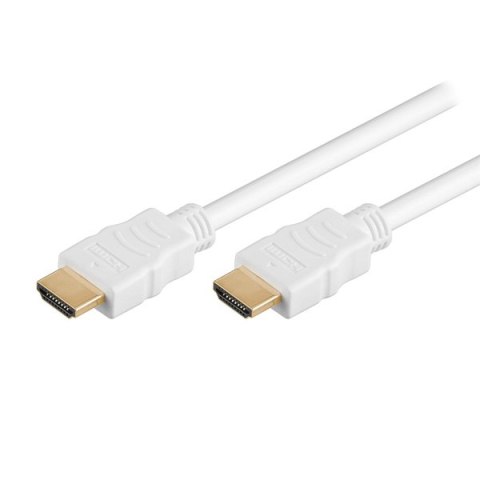 Video Kabel HDMI M - HDMI M, HDMI 1.4 - High Speed with Ethernet, 0.5m, pozłacane złącza, biała