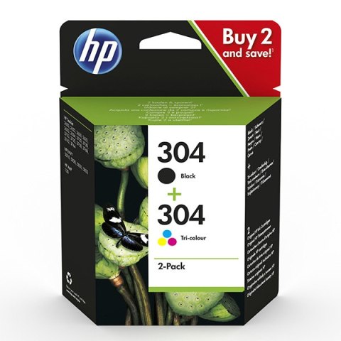 HP oryginalny zestaw tuszy 3JB05AE, HP 304, CMYK, 100CMY-120Ks, HP Deskjet 3720, 3721, 3722, 3723, 3724, 3725, 3755