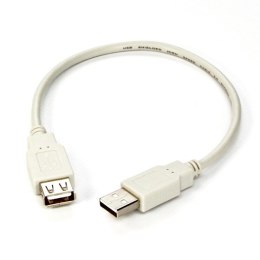 Kabel USB (2.0) USB A M- USB A F 0.3m czarny/biały