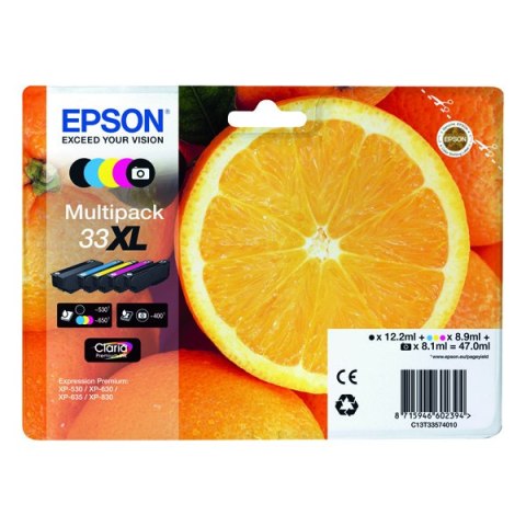 Epson oryginalny ink / tusz C13T33574011, T33XL, CMYK, 12,2/3x8,9/8,1ml, Epson Expression Home a Premium XP-530,630,635,830