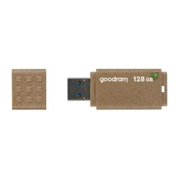 Goodram USB flash disk, USB 3.0, 128GB, UME3 ECO FRIENDLY, brązowy, UME3-1280EFR11, USB A, z osłoną