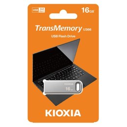Kioxia USB flash disk, USB 3.0, 16GB, Biwako U366, Biwako U366, srebrny, LU366S016GG4, USB A