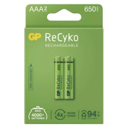 Akumulatorki, AAA (HR03), 1.2V, 650 mAh, GP, kartonik, 2-pack, ReCyko