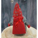 Mikołajek dekoracyjny z workiem na prezent 20 cm czerwony