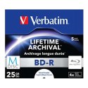 Verbatim M-DISC BD-R, Single layer Single layer/Injekt printable, 25GB, jewel box, 43823, 4x, 5-pack, do archiwizacji danych