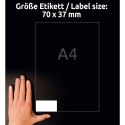 Avery Zweckform etykiety 70mm x 37mm, A4, matowe, białe, 24 etykiety, bardzo trwałe, pakowany po 20 szt., L4718-20, do drukarek 