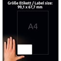 Avery Zweckform etykiety 99.1mm x 67.7mm, A4, matowe, białe, 8 etykiety, bardzo trwałe, pakowany po 20 szt., L4715-20, do drukar