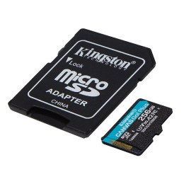 Kingston karta pamięci Canvas Go! Plus, 256GB, micro SDXC, SDCG3/256GB, UHS-I U3, z adapterm, A2, V30