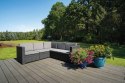 Ogrodowa rattanowa sofa + szaro-brązowe poduszki