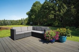 Ogrodowa rattanowa sofa + szaro-brązowe poduszki
