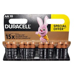 Bateria alkaliczna, AA, 1.5V, Duracell, blistr, 10-pack, 42308, Basic