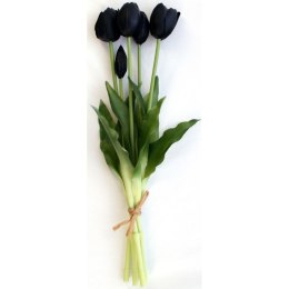 Bukiet 5 tulipanów czarny 40 cm jak żywy gumowany