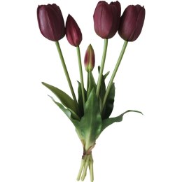 Bukiet 5 tulipanów fioletowy 40 cm jak żywy gumowany