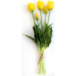 Bukiet 5 tulipanów żółty 40 cm jak żywy