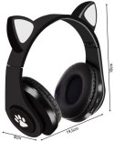 Słuchawki bezprzewodowe z uszami kota - czarne MALATEC