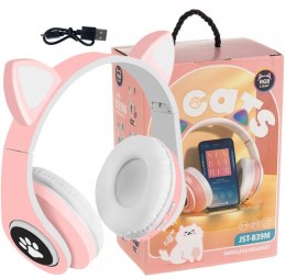 Słuchawki bezprzewodowe z uszami kota- różowe MALATEC