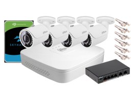 Zestaw monitoringu IP Dahua NVR 1TB 4 kamery tubowe 2MPx INNY