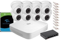 Zestaw monitoringu IP Dahua NVR 1TB 8 kamery kopułowe 2MPx INNY