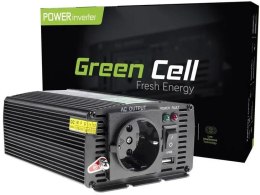 PRZETWORNICA NAPIĘCIA INWERTER Green Cell 12V -> 230V 300W/600W MODYFIKOWANA SINUSOIDA INV01DE GREEN CELL