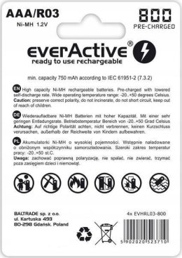 Akumulatorki AAA / R03 everActive Ni-MH Ni-MH 800 mAh ready to use Silver line (box 4szt) EVERACTIVE