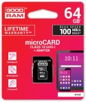 KARTA PAMIĘCI microSD GOODRAM UHS1 CL10 64GB + ADAPTER 100MB GOODRAM