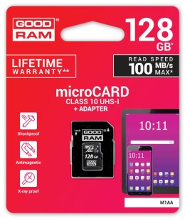 KARTA PAMIĘCI microSD GOODRAM UHS1 CL10 128GB + ADAPTER 100MB GOODRAM