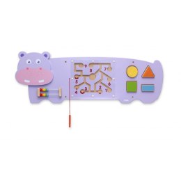 Sensoryczna tablica manipulacyjna Hipopotam drewniana Viga Toys Montessori