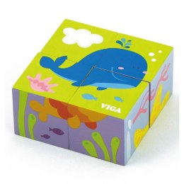Drewniana układanka Morze Puzzle Viga Toys 4 klocki Montessori