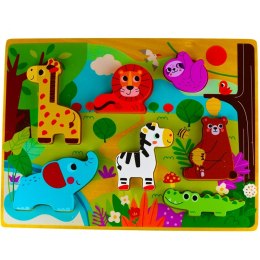 Tooky Toy Drewniane Puzzle Montessori Zwierzątka w Lesie Dopasuj Kształty