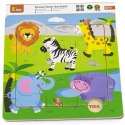 VIGA Poręczne Drewniane Puzzle Dzikie Zwierzęta Safari ZOO 9 elementów