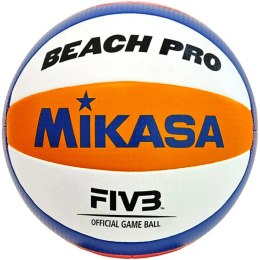 Piłka siatkowa plażowa meczowa Mikasa Beach Pro biało-pomarańczowo-niebieska BV550C