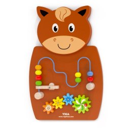 Drewniana Gra z przeplatnką i kołami zębatymi Koń Viga Toys Montessori