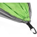 Hamak turystyczny nylonowy 300x140 cm z odpinaną moskitierą Cool zielono szary