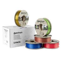 Spectrum 3D filament, PLA Silk, 1,75mm, 5x250g, 80750, mix Glorious Gold, Spicy Copper, Apple Green, Ruby Red, Indigo Blue