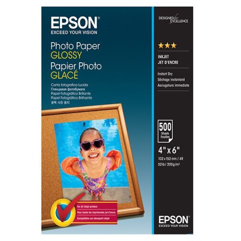 Epson Photo Paper, foto papier, połysk, biały, 10x15cm, 4x6", 200 g/m2, 500 szt., C13S042549, atrament