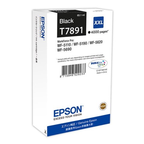 Epson oryginalny ink / tusz C13T789140, T789, XXL, black, 4000s, 65ml, 1szt, Epson WorkForce Pro WF-5620DWF, WF-5110DW, WF-5690D