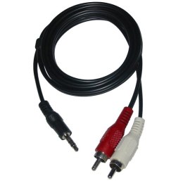 Audio Kabel Jack (3,5mm) M - 2x CINCH M, 3m, czarny, Logo blistr