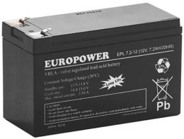 Akumulator AGM EUROPOWER serii EPL 12V 7,2Ah T1 (Żywotność 15 lat) EUROPOWER