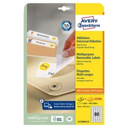 Avery Zweckform etykiety 35,6mm x 16,9mm, A4, białe, 80 etykiety, zdejmowane, pakowany po 25 szt., L4732REV-25, do drukarek lase