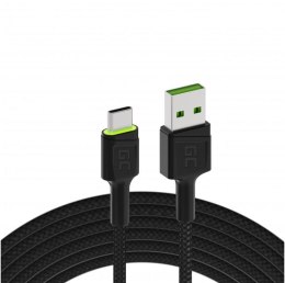 KABEL USB-A -> USB-C Green Cell RAY 200cm ZIELONY LED QUICK CHARGE 3.0 KABGC13 GREEN CELL