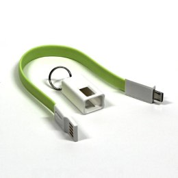 USB kabel (2.0), USB A M - 0.2m, jasnozielona, breloczek na klucze