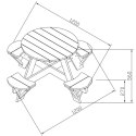 Axi Drewniany Stolik Piknikowy "Ufo" 4 Miejsca Siedzące