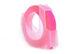 Taśma 3D JetWorld Zamiennik Dymo Biały na Fluorescencyjnym Różowym (do wytłaczania, emboss) 9mm x 3m (S0898280) (10szt.)
