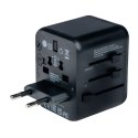 100-250 V Adapter podróżny, CEE7 (widelec) - gniazdo, czarny, Verbatim